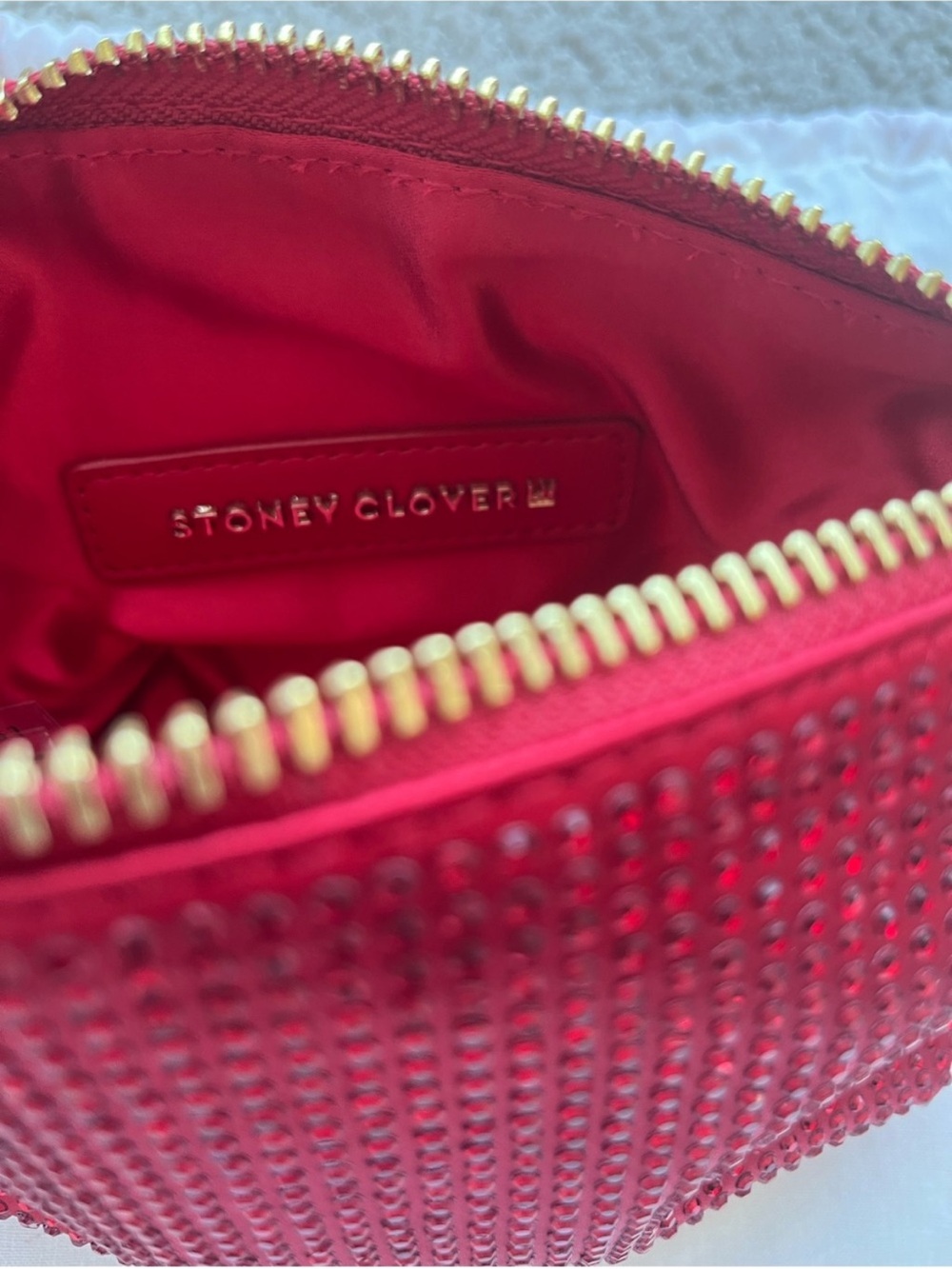 NWT stoney clover lane red Crystal-Embellished Cosmetic Pouch - Picture 6 of 7